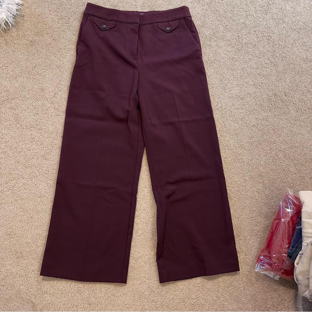 Elegant Burgundy Wide-Leg Pants